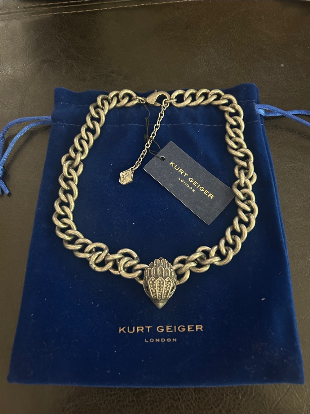 Kurt Geiger Silver-Tone Chunky Curb Chain Necklace with Shell Charm